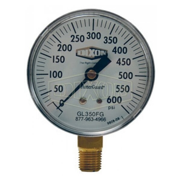 FlutterGuard Dry Gauge, 0 to 60 psi, 1/4 in Connection, 2-1/2 in Dial, +/- 3-2-3 %